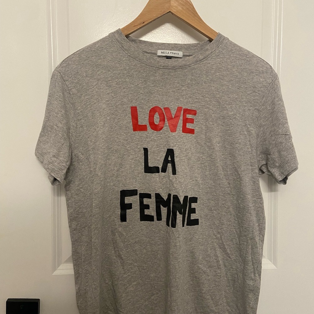 Bella Freud Grey “Love La Femme” Graphic T-shirt